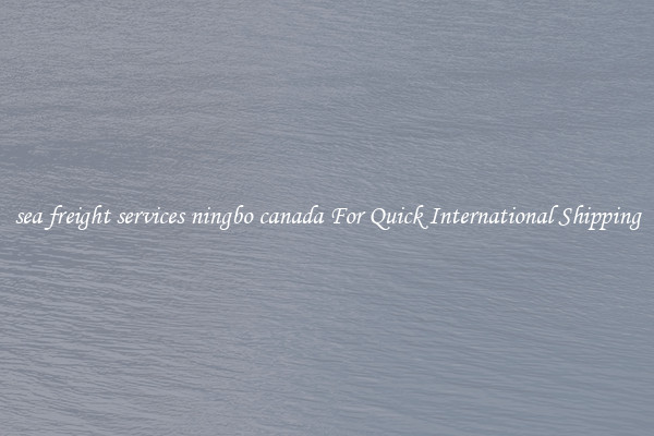 sea freight services ningbo canada For Quick International Shipping