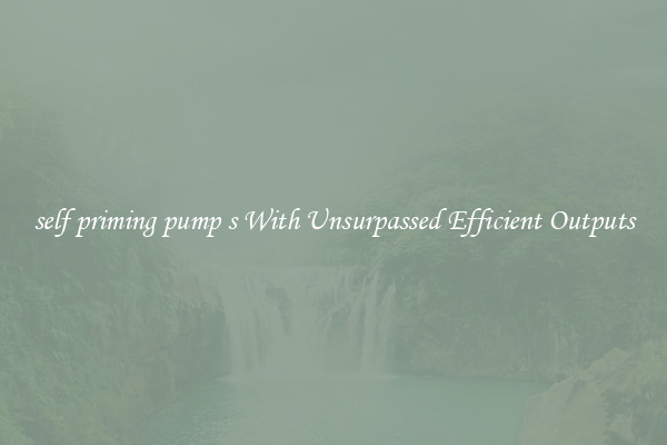 self priming pump s With Unsurpassed Efficient Outputs