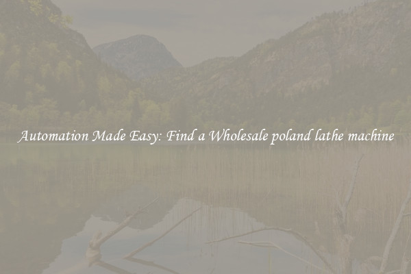  Automation Made Easy: Find a Wholesale poland lathe machine 